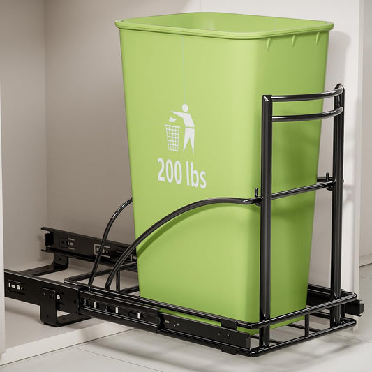 Under Sink Trash Can Pull Out, Reinforced Heavy Duty Steel Frame Slider