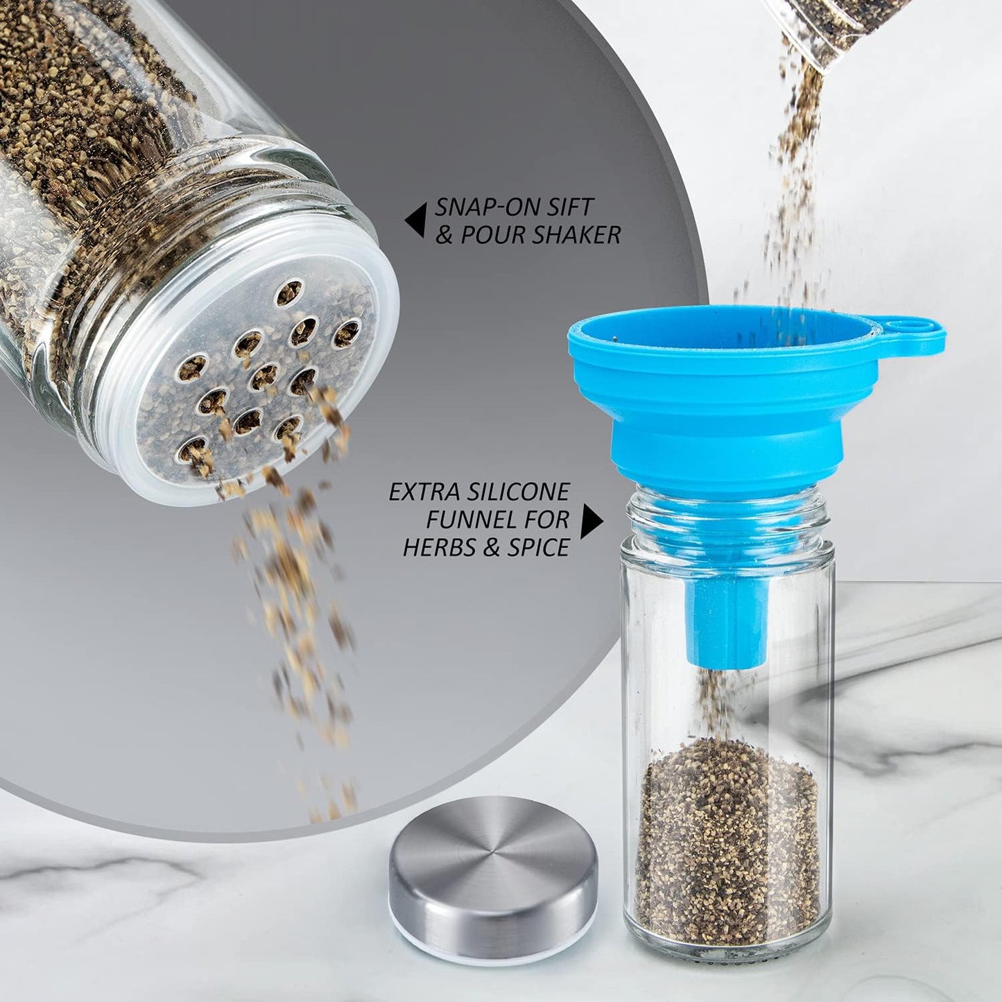Rotating Spice Rack Organizer with Jars(20Pcs), Seasoning Organizer for Cabinet