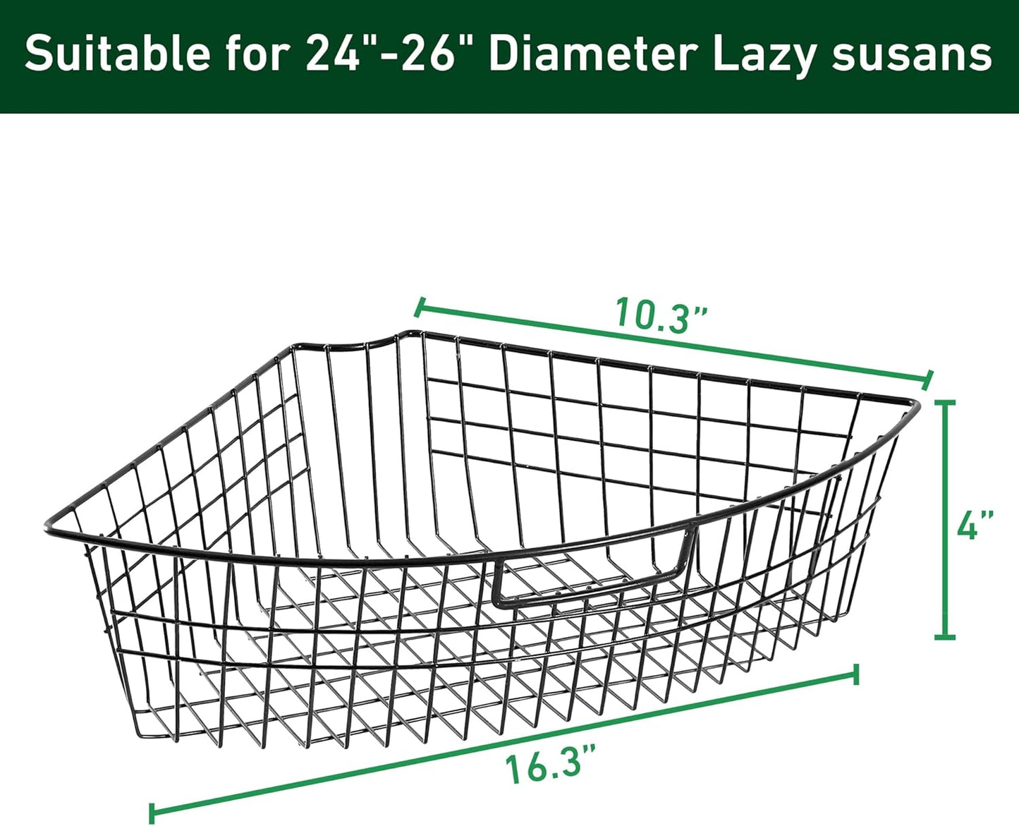 Lazy Susan Organizer Basket for 24" Diameter Turntable -Metal Organizing Storage Bins (2 Packs)