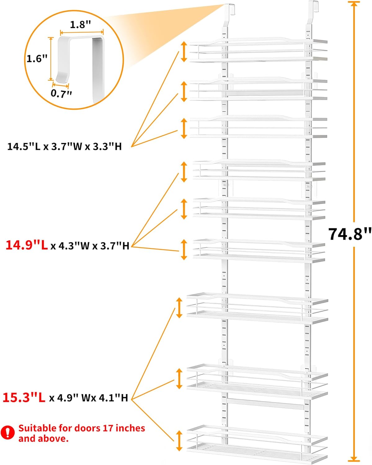 White 9-Tier Over The Door Pantry Organizer, Pantry Organization And Storage