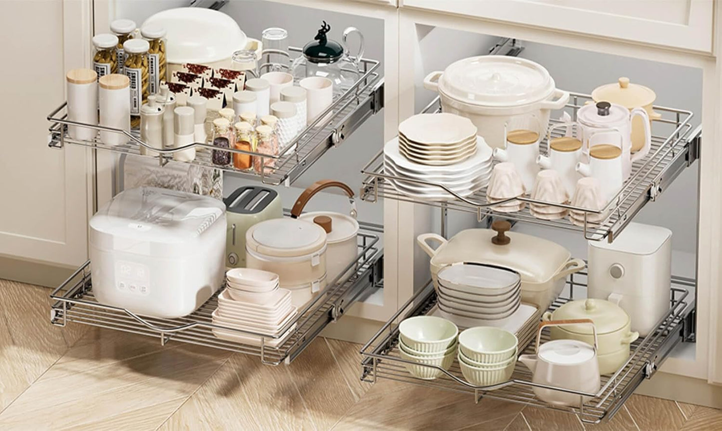 Pull Out Cabinet Organizer (14" W X 21" D), Cabinet Pull Out Shelves