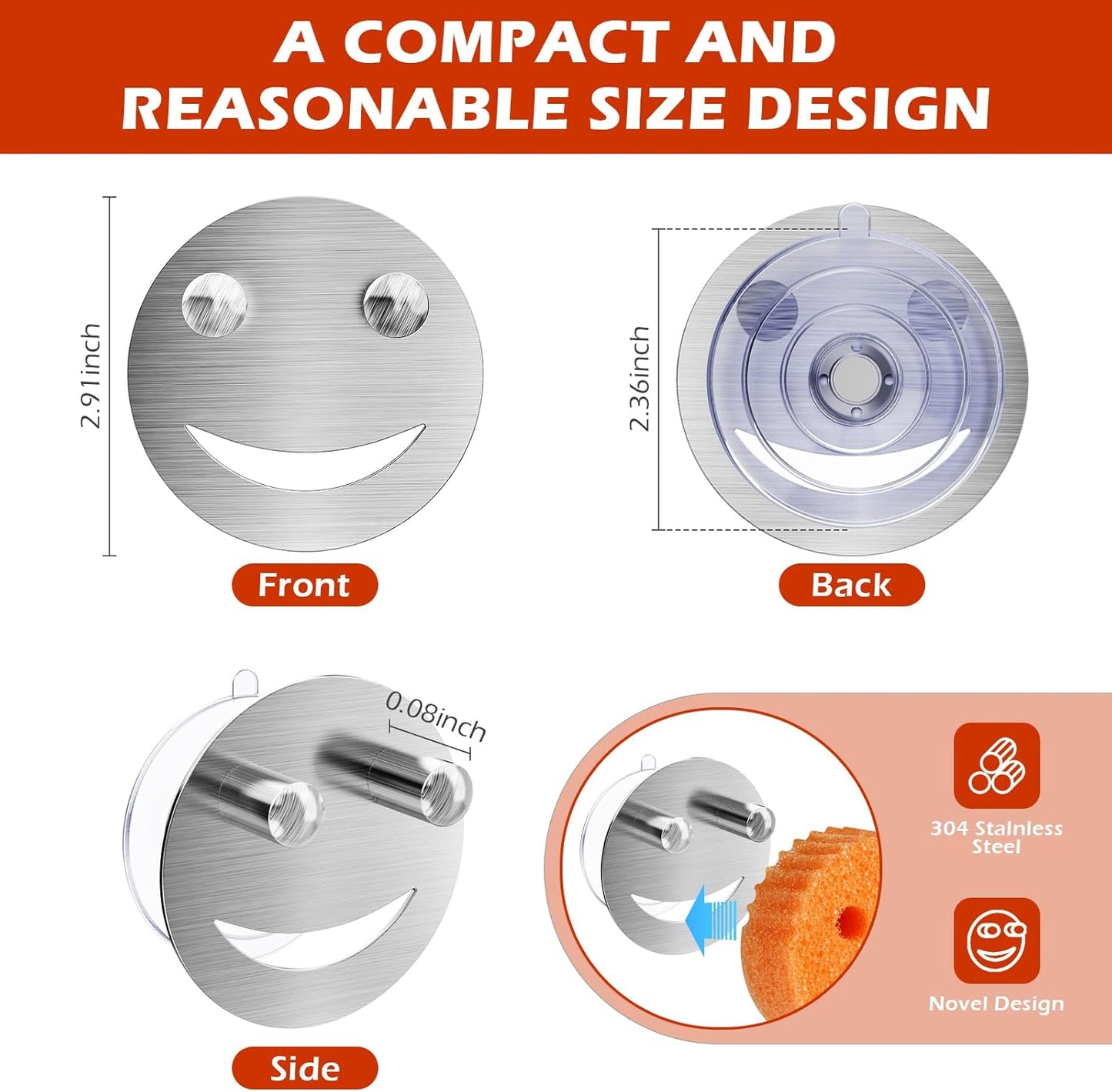 Stainless Steel Smiley Face Sponge Daddy Holder