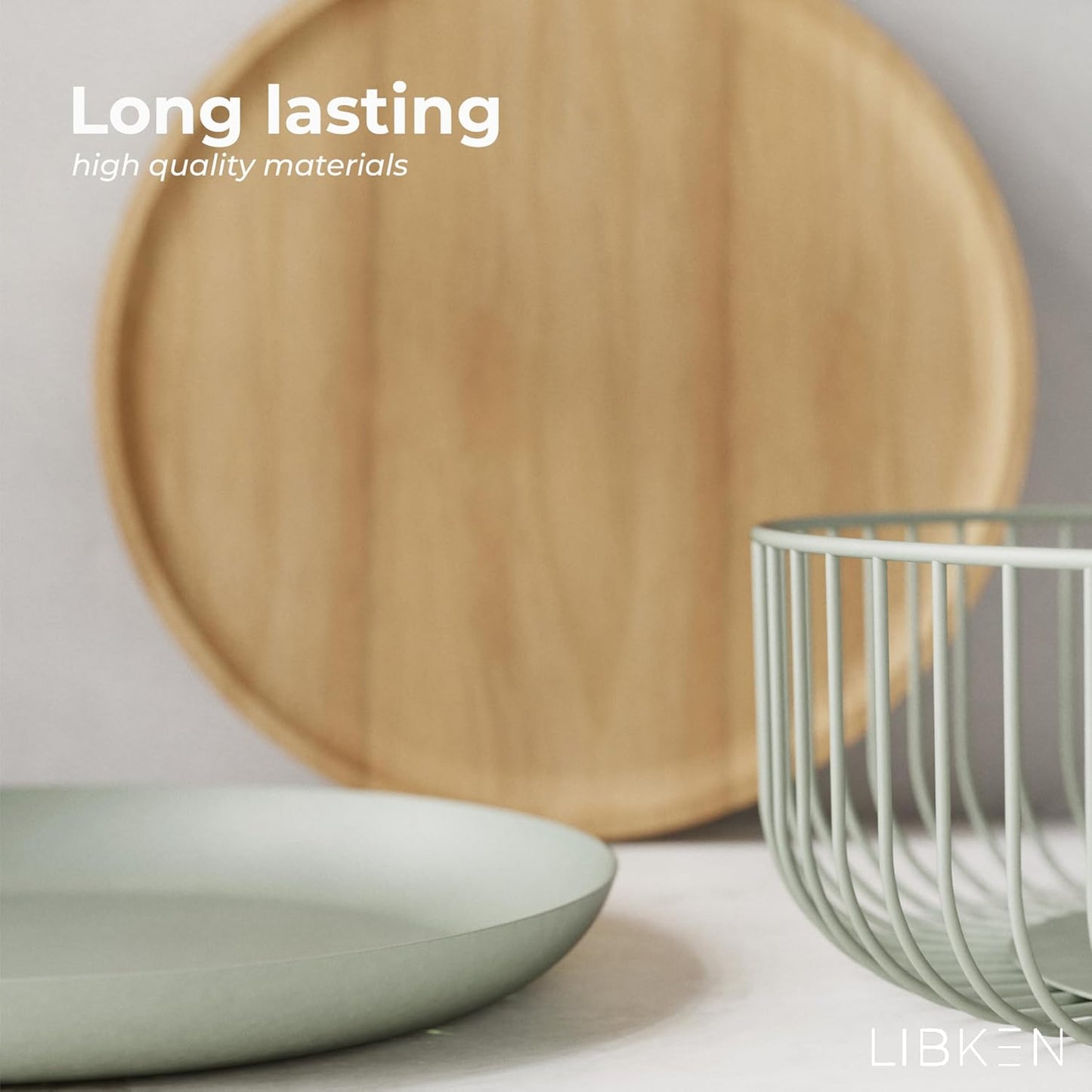Fruit Basket with Wooden Bamboo Lid- Fruit Bowl For Kitchen Counter