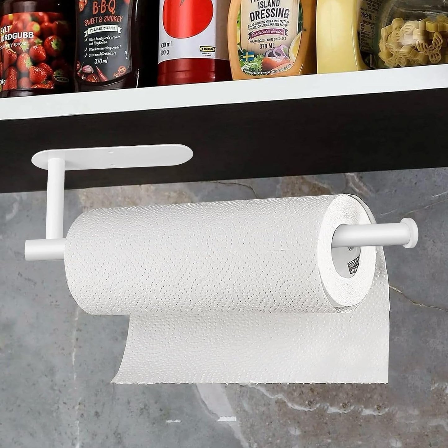 White Paper Towel Holder - Under Cabinet Paper Towel Holder for Kitchen