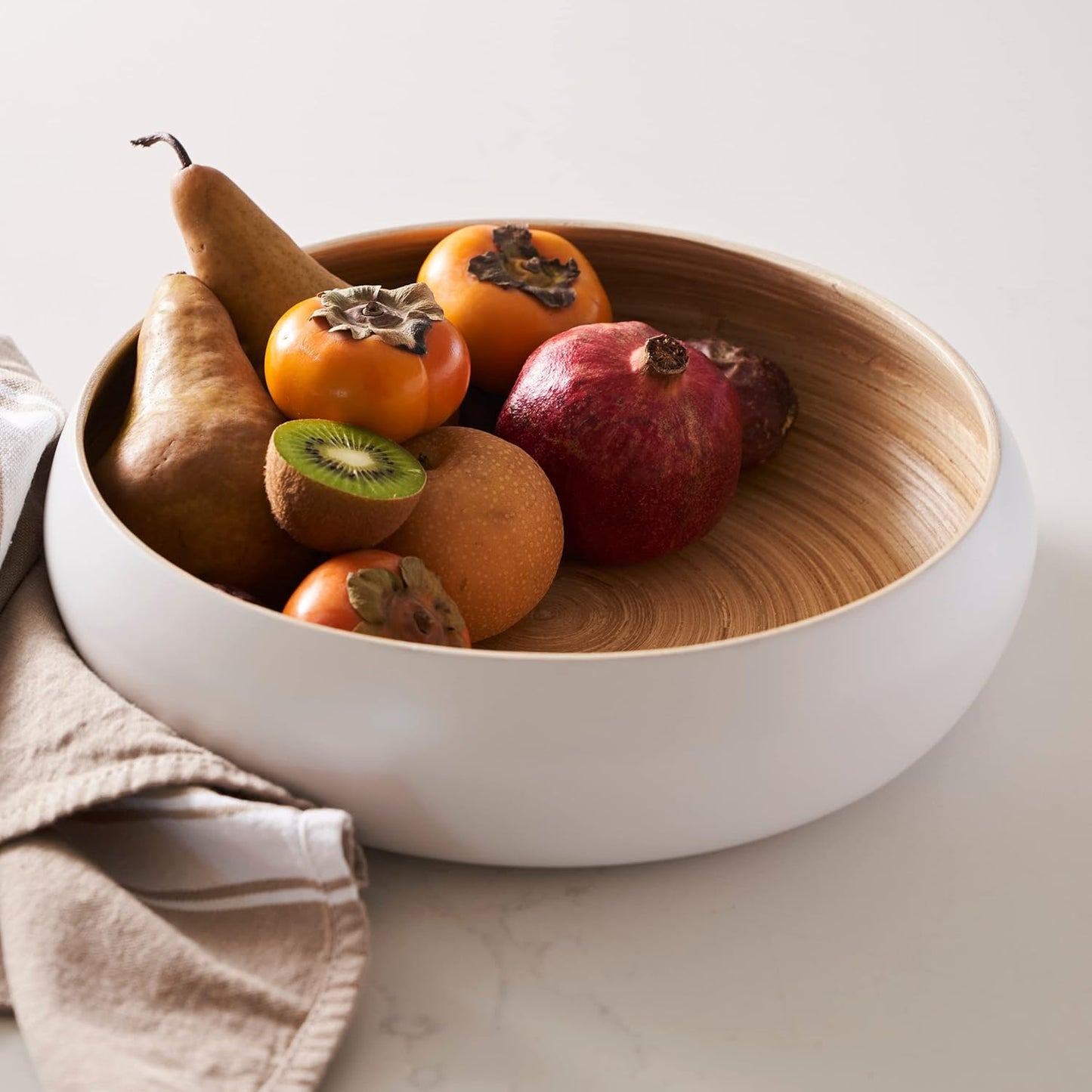 Fruit Bowl for Kitchen Counter – Handmade Spun Bamboo, Large 11.75" Fruit Basket