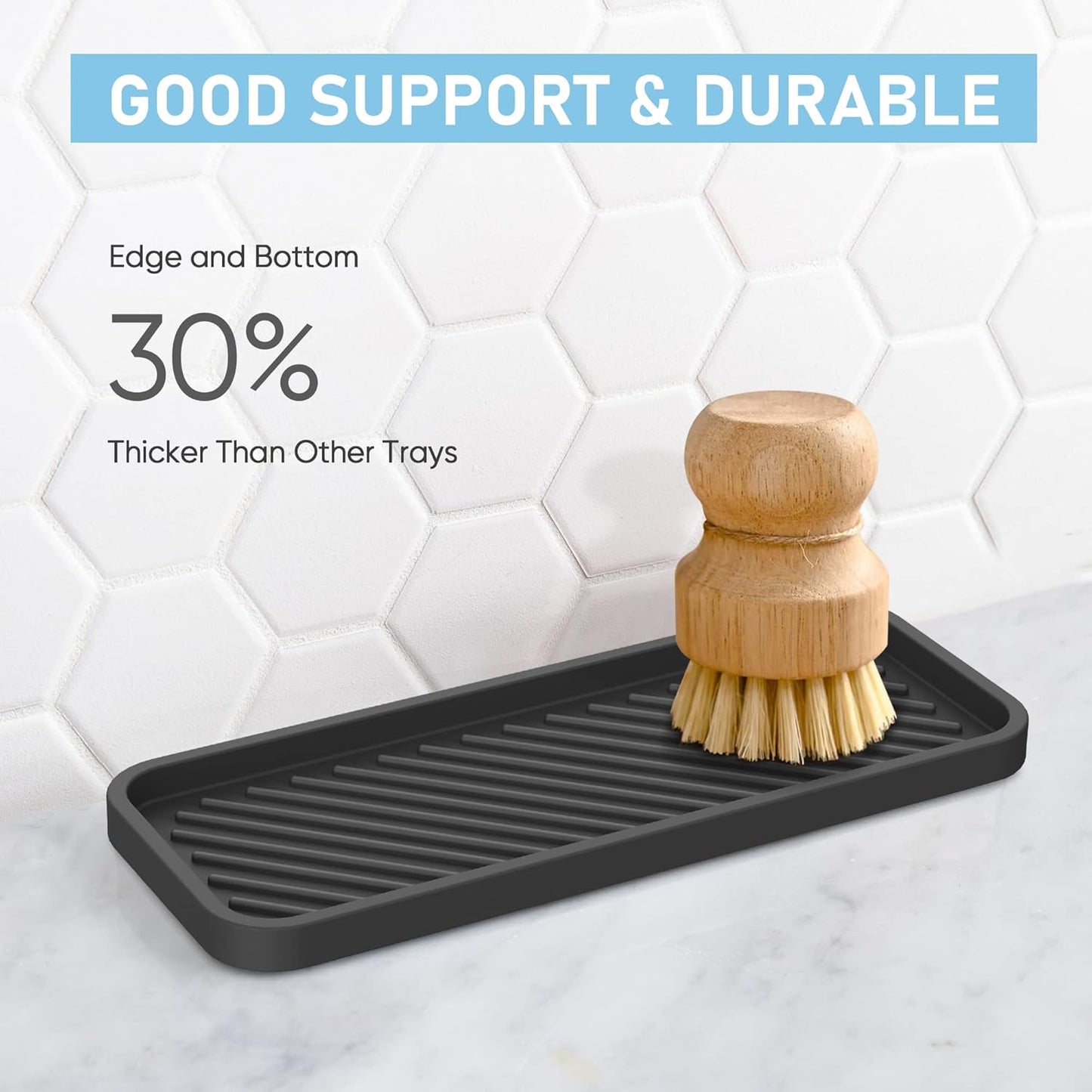 Kitchen Sink Organizer Tray,Sponge Holder for Kitchen Sink Bathroom Counter Tray Sponge Caddy Silicone Soap Holder for Soap dispenser, Bottle, Dishwashing Accessories(2-pack)