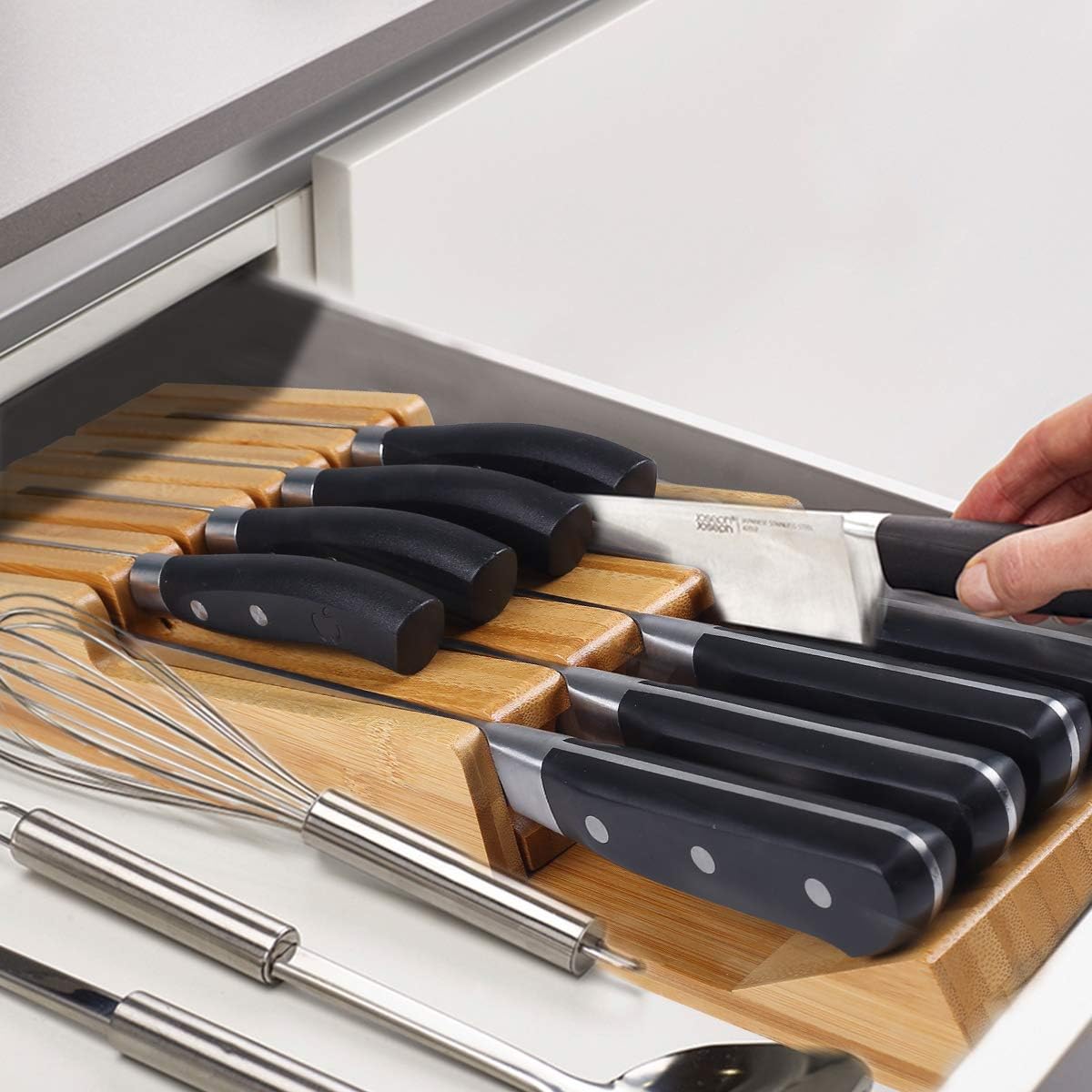 Bamboo In-Drawer Knife Block Set for 9 Knives(Not Included)