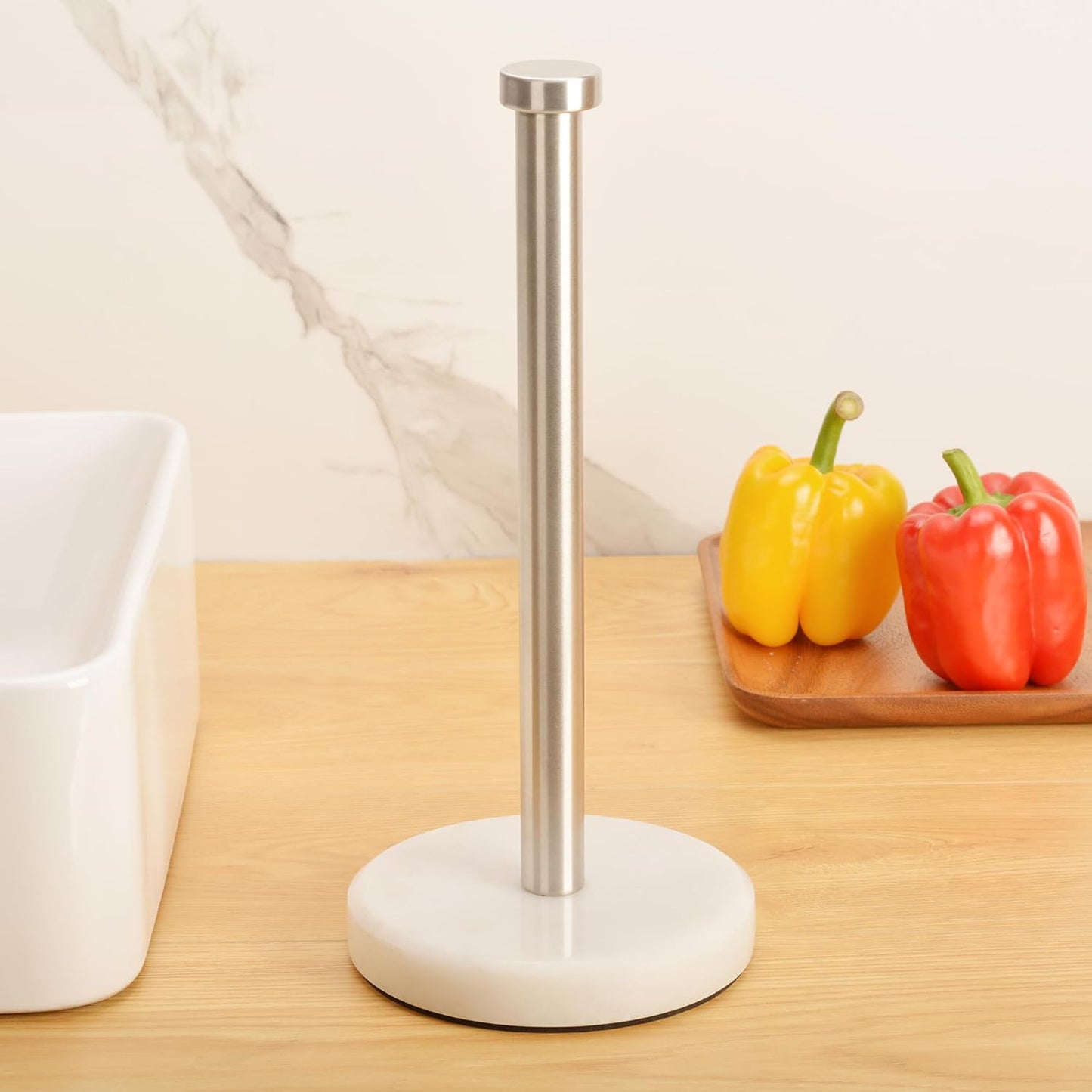 Paper Towel Holder Countertop, Heavy Weighted Marble Base Paper Towels Holder for Kitchen Counter