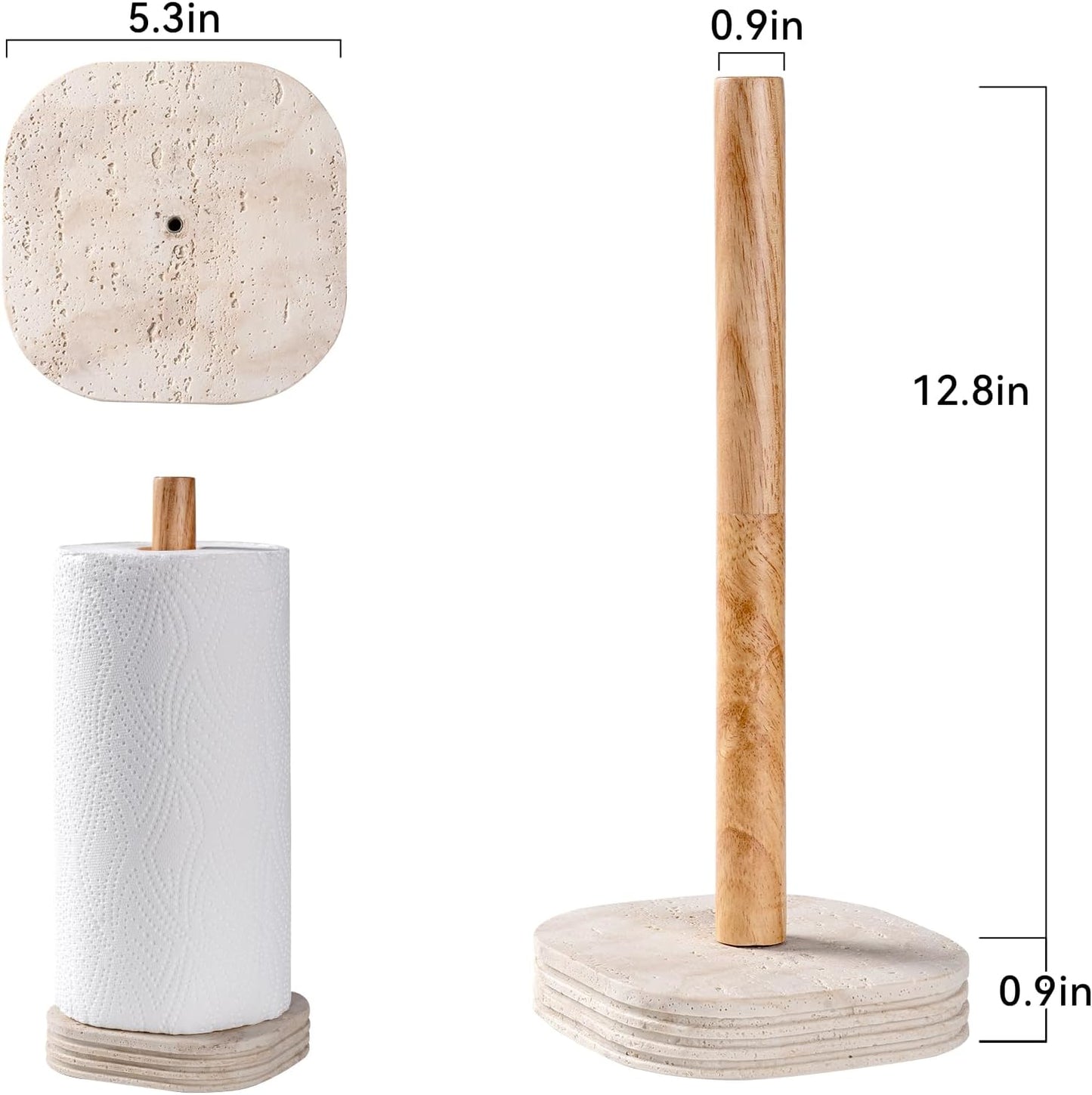 Natural Travertine Textures Standing Paper Towel Holder for Kitchen Countertop