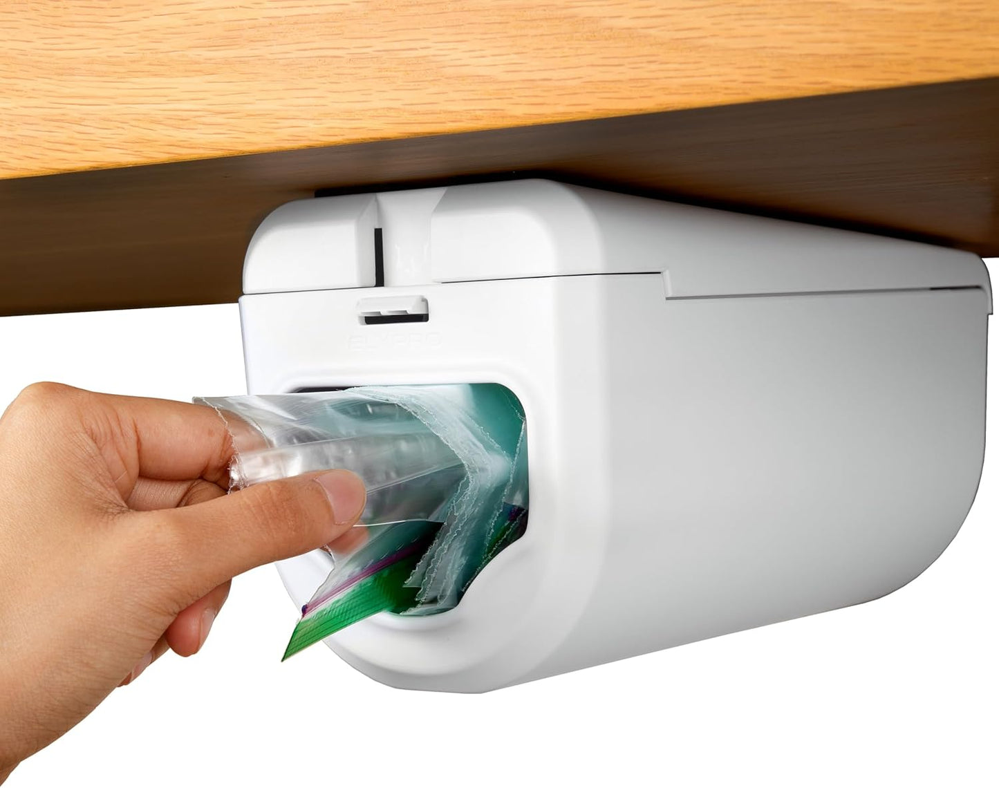 Dispenser for Bags size Quart, Sandwich, and Snack Bags | Under-Cabinet or Shelf Mount | Easy Front-Access Bag Dispensing | Kitchen Organization and Storage Solution