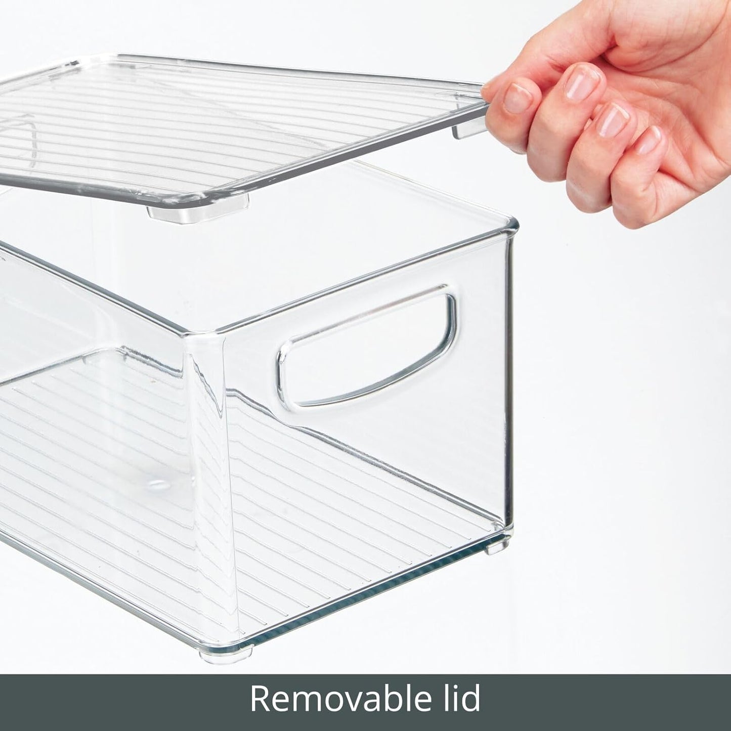 Plastic Deep Storage Bin Box Container with Lid and Built-In Handles - Organization for Fruit