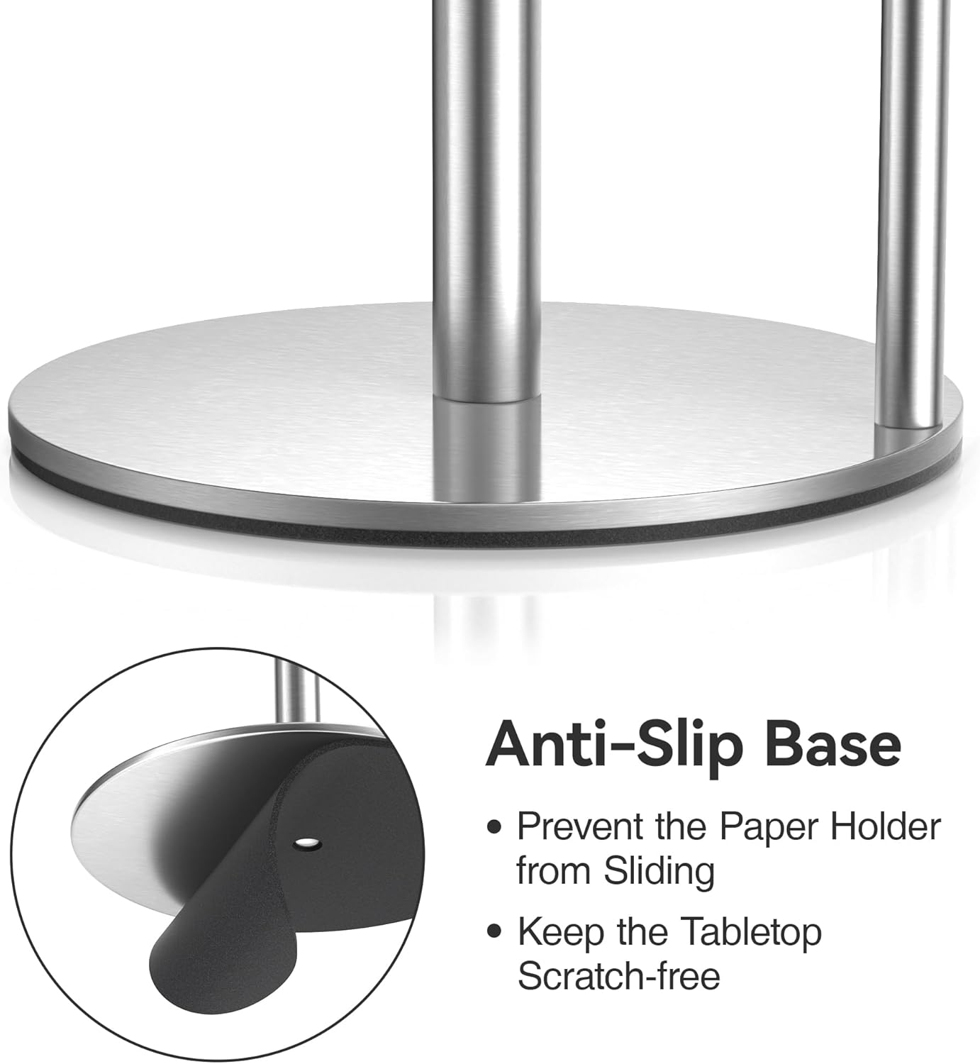 Paper Towel Holder Countertop, Stainless Steel, Silver, for Kitchen, Pantry, RV