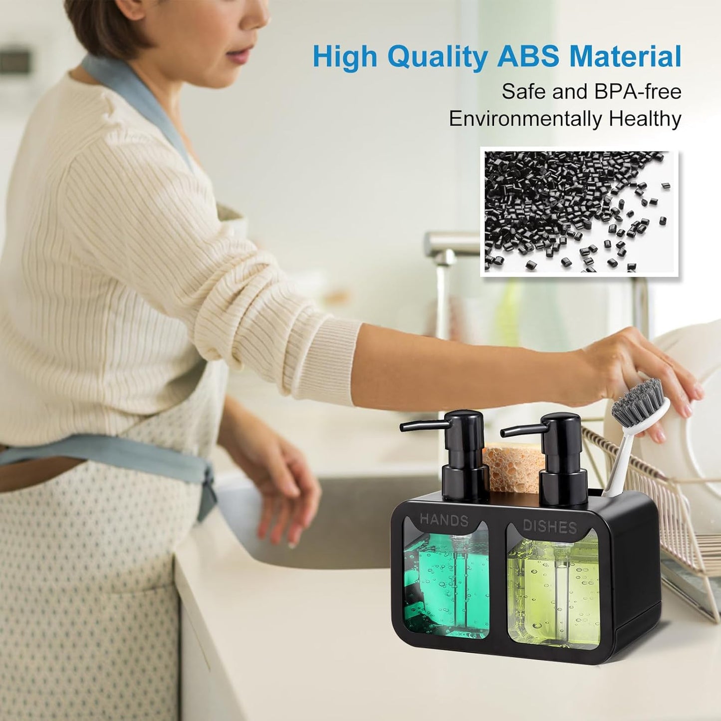 Kitchen Soap Dispenser Set, with Hand and Dish Soap