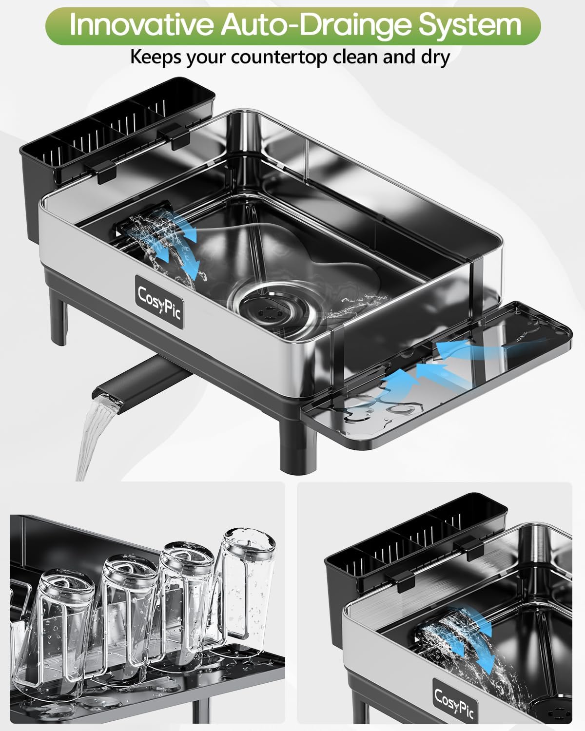 Dish Racks, Thicker Premium 304 Stainless Steel Dish Drying Rack for Kitchen Counter