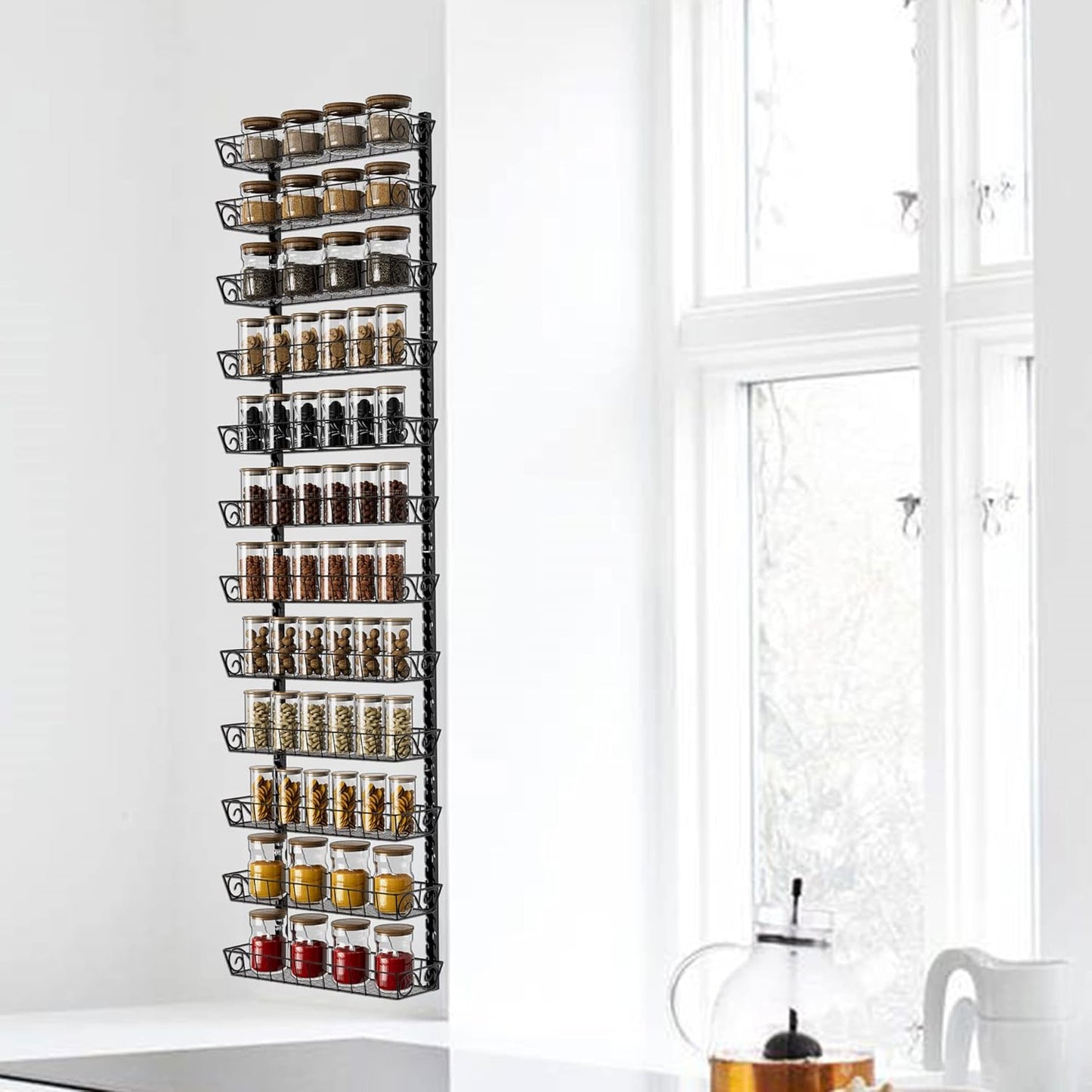 Adjustable Wall Mount Spice Rack Organizer