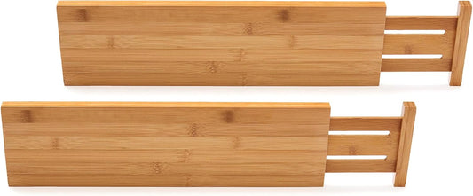 8897 Bamboo Wood Custom Fit Adjustable Deep Kitchen Drawer Dividers