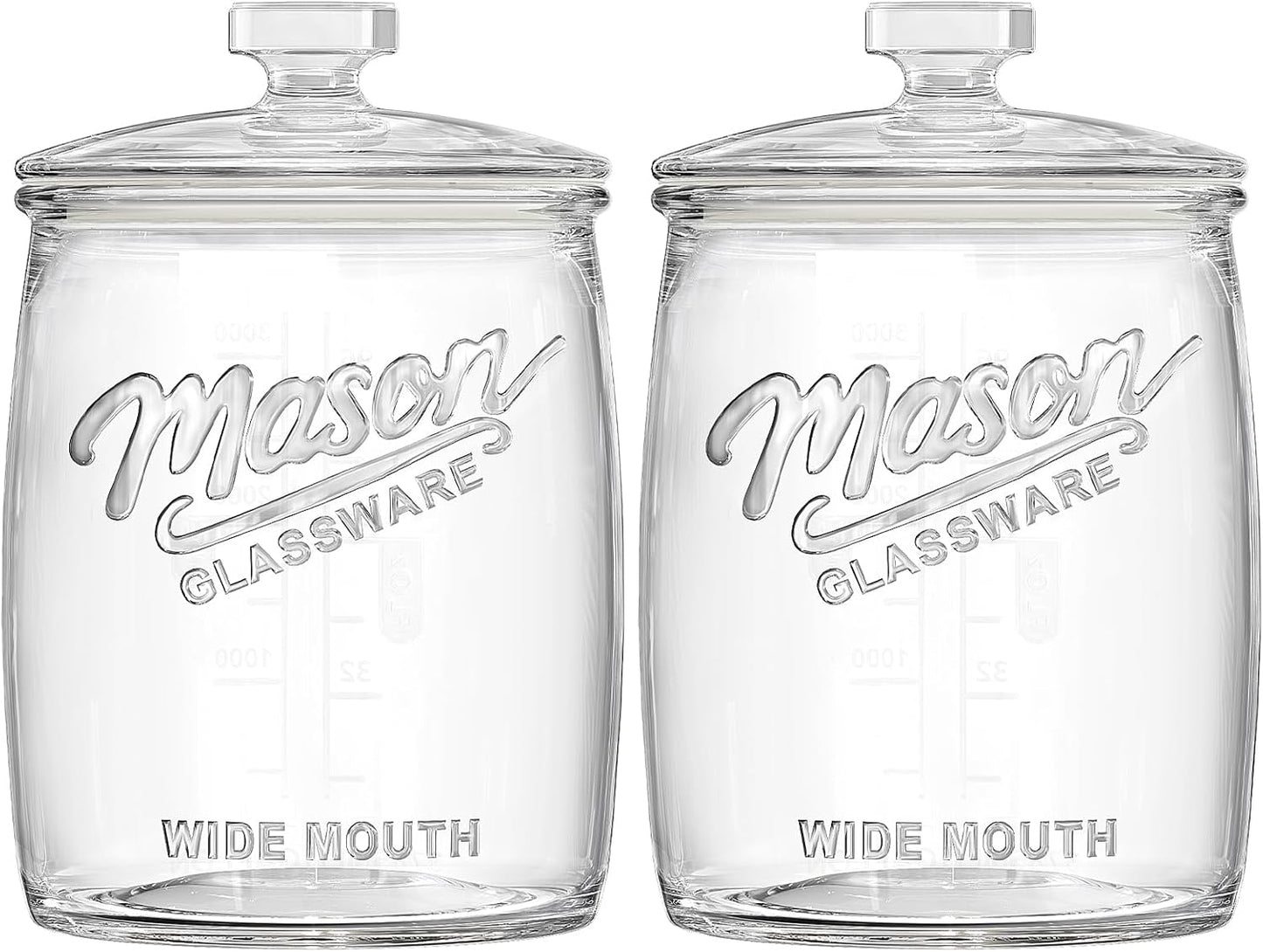 2 Pack Cookie Jar, 1 Gallon Glass Jar with Airtight Lids