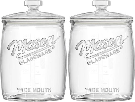 2 Pack Cookie Jar, 1 Gallon Glass Jar with Airtight Lids