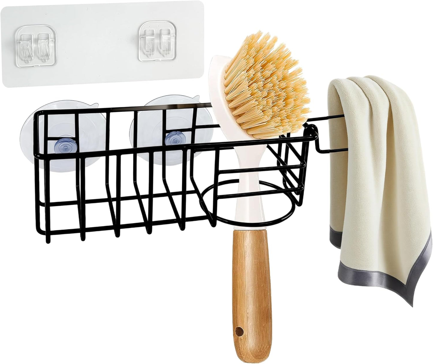 Sponge Holder with Dish Cloth Hanger for Kitchen Sink