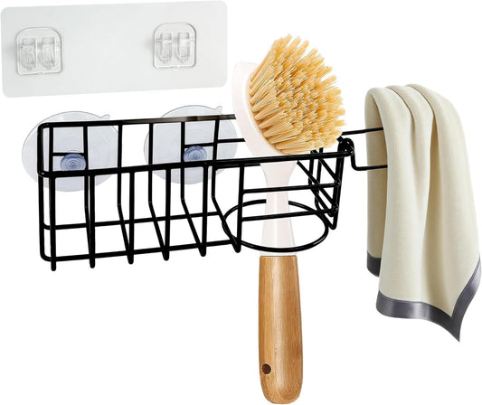 Sponge Holder with Dish Cloth Hanger for Kitchen Sink