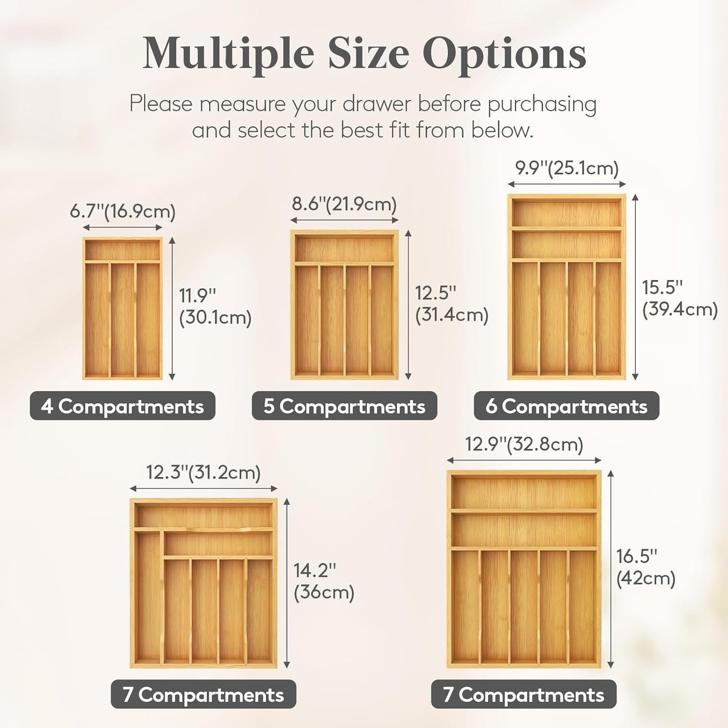 Silverware Drawer Organizer, Utensil Tray for Kitchen, Flatware and Cutlery Holder