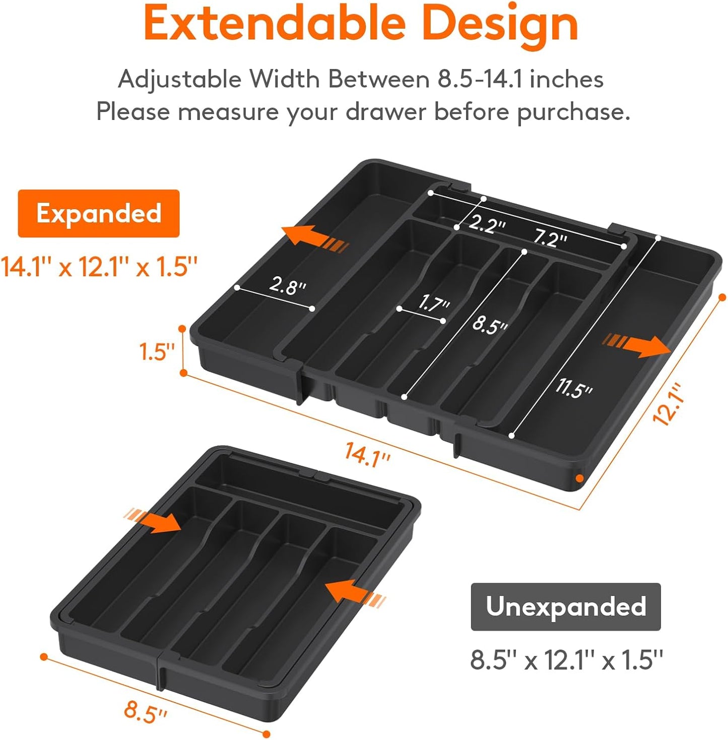 Expandable Silverware Organizer, Plastic Utensil Tray for Kitchen Drawer