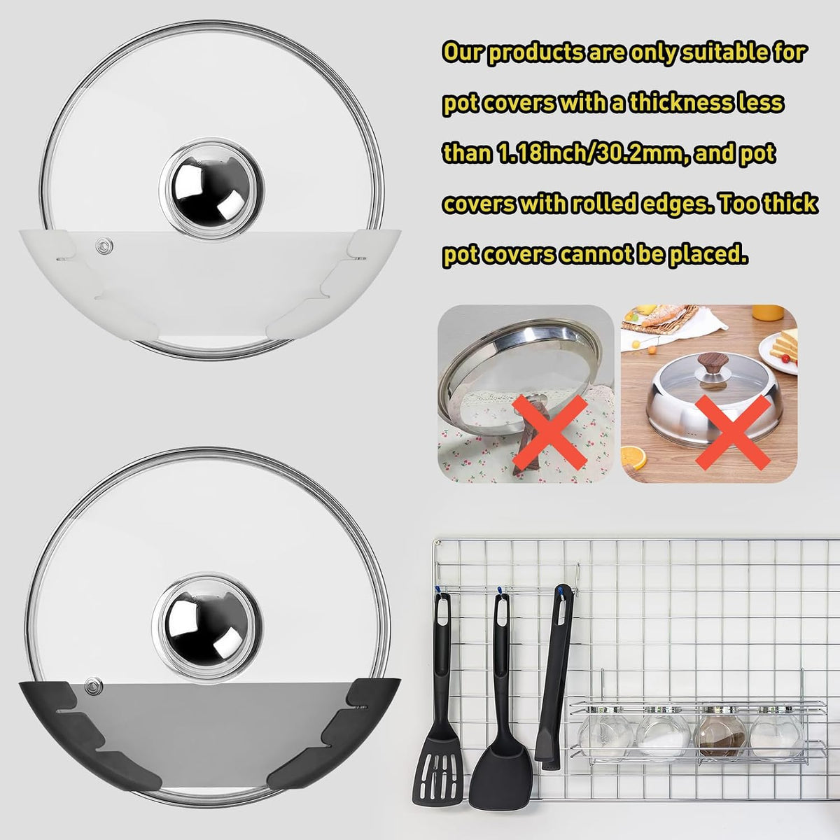 Universal Pot Lid Organizer for Cabinet