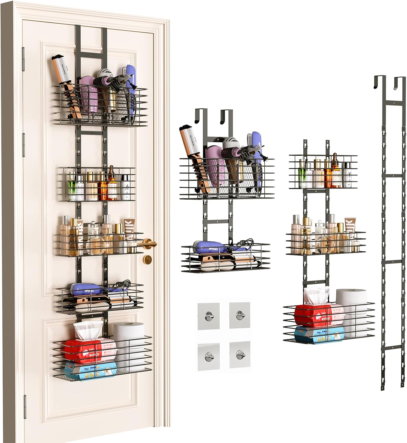 5-Tier Over The Door Organizer Bathroom - Hair Dryer Holder