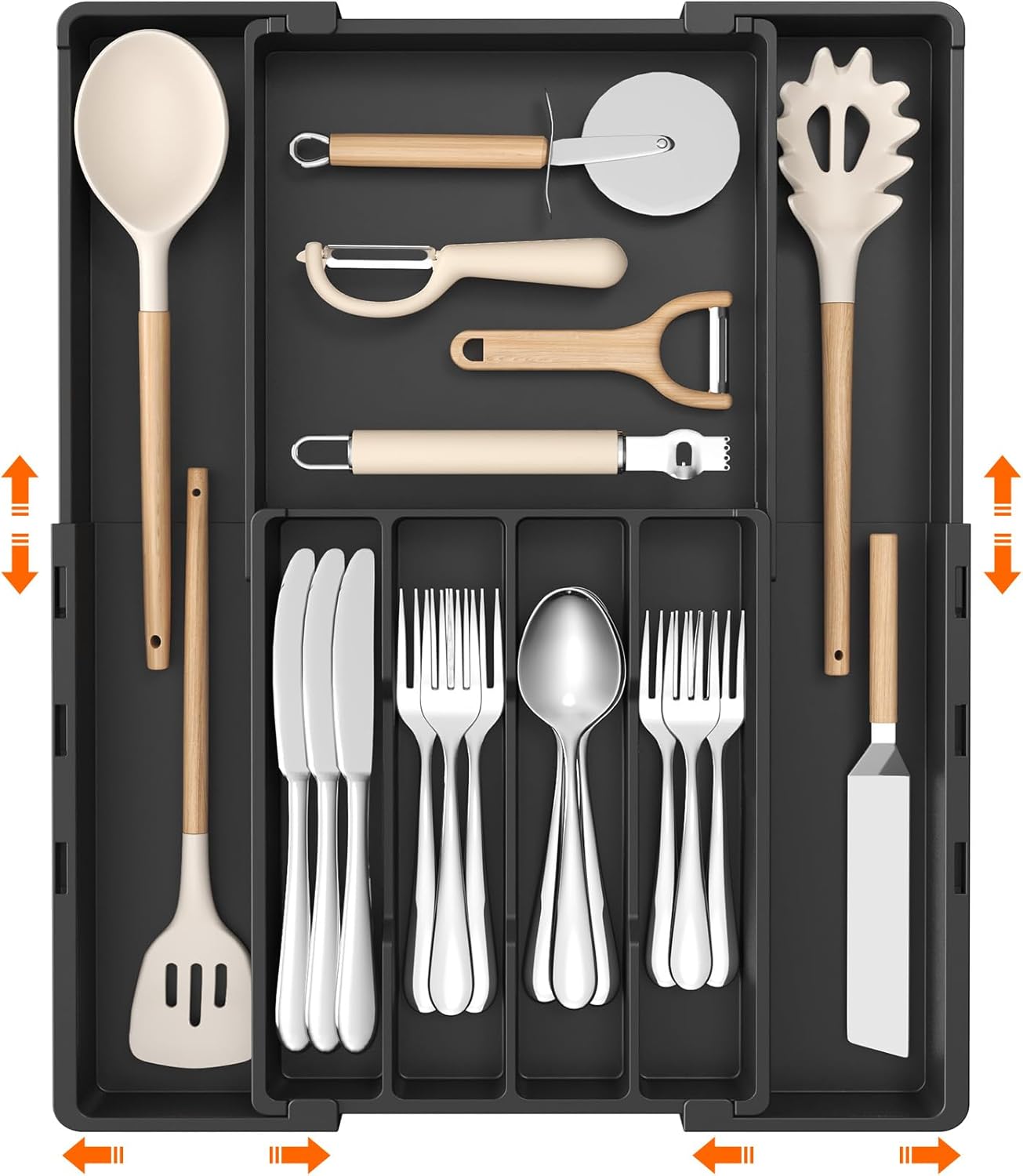 Silverware Drawer Organizer, Expandable Utensil Tray for Kitchen