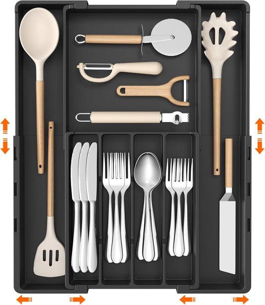 Silverware Drawer Organizer, Expandable Utensil Tray for Kitchen
