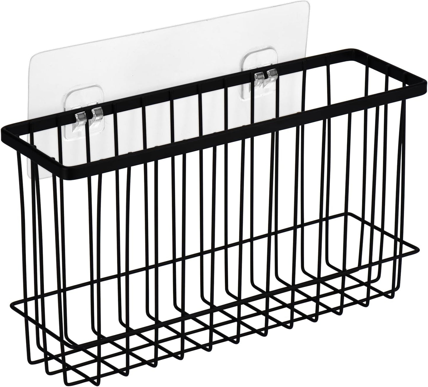 Wall Door Adhesive Kitchen Wrap Organizer Rack, No Drilling, Black