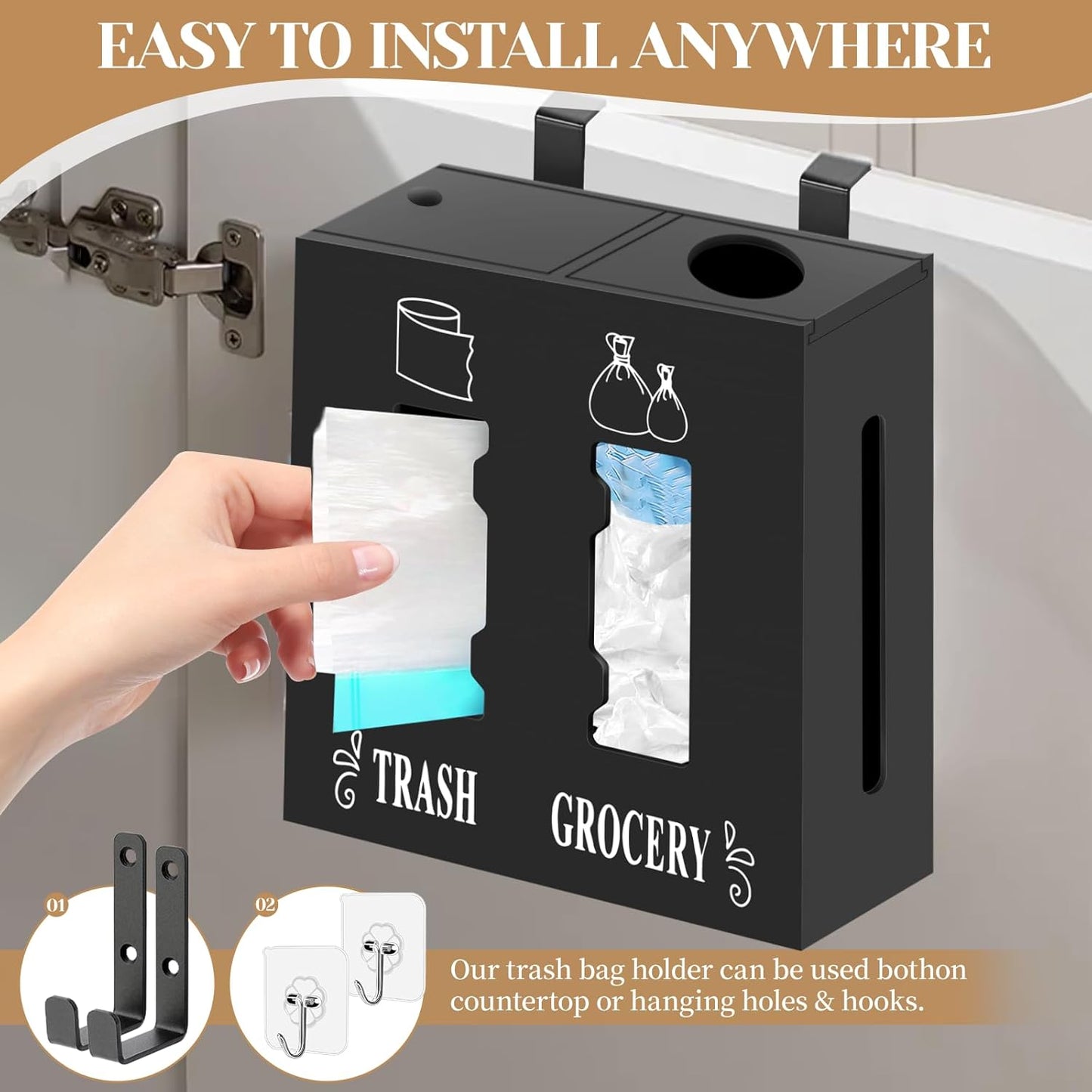 2 in 1 Trash Bag Dispenser and Grocery Bag Holder
