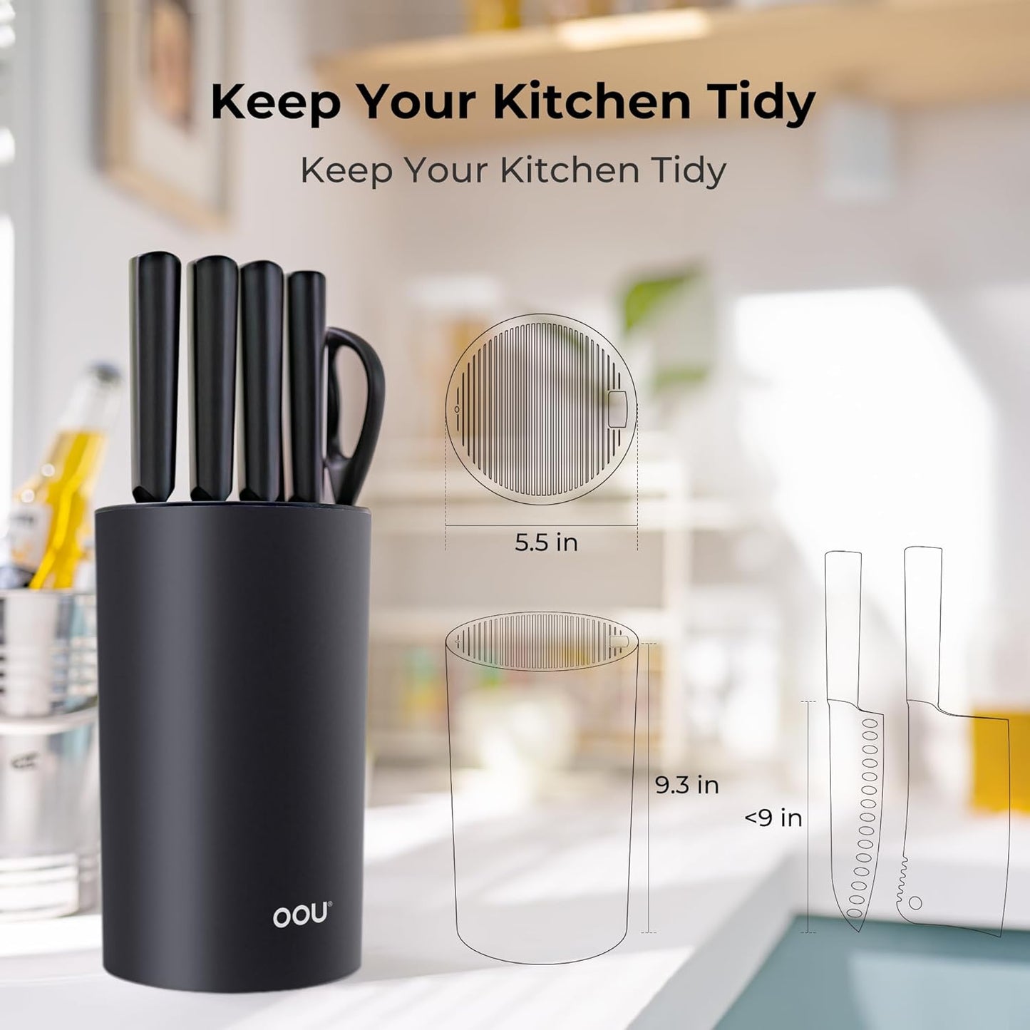 Universal Knife Block Holder Without Knives, Round Kitchen Knife Holder