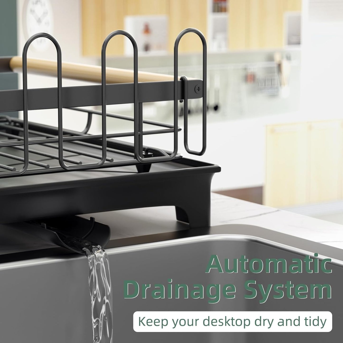 2-Tier Dish Rack with Drainboard: Large Capacity Anti-Rust Kitchen Counter Organizer with Cup