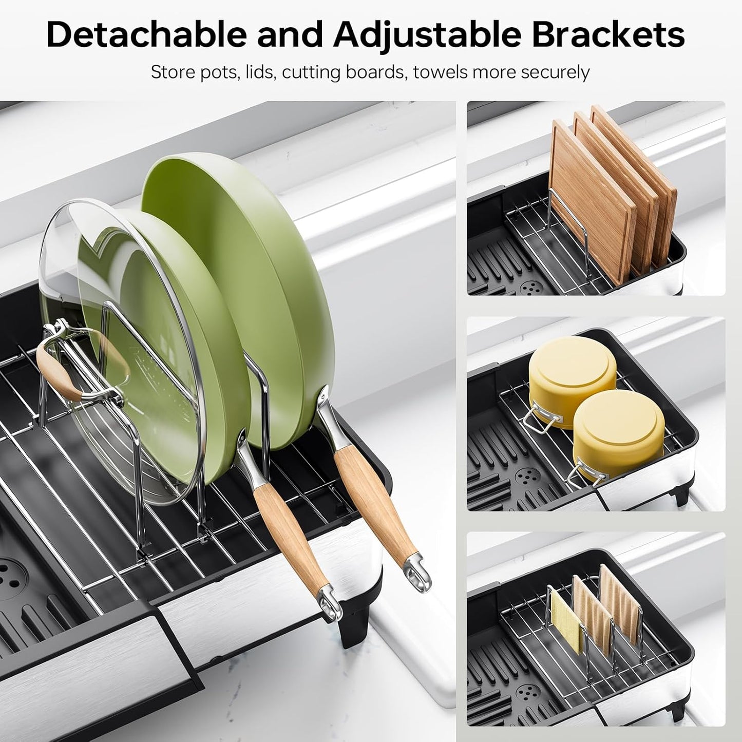 Large Dish Drying Rack - Triple Expandable Dish Rack for Kitchen Counter