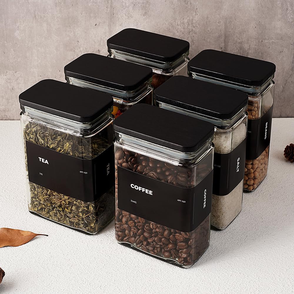 Glass Storage Jars with Bamboo Lid, glass canisters with airtight lids