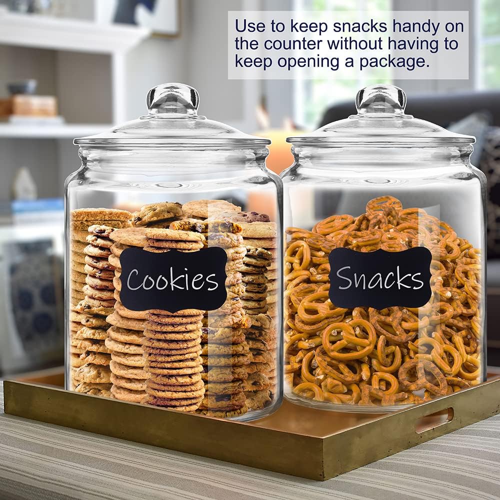 1.5 Gallon Glass Canister, 2 Pack Cookie Jar & Candy Jar with Airtight Lid