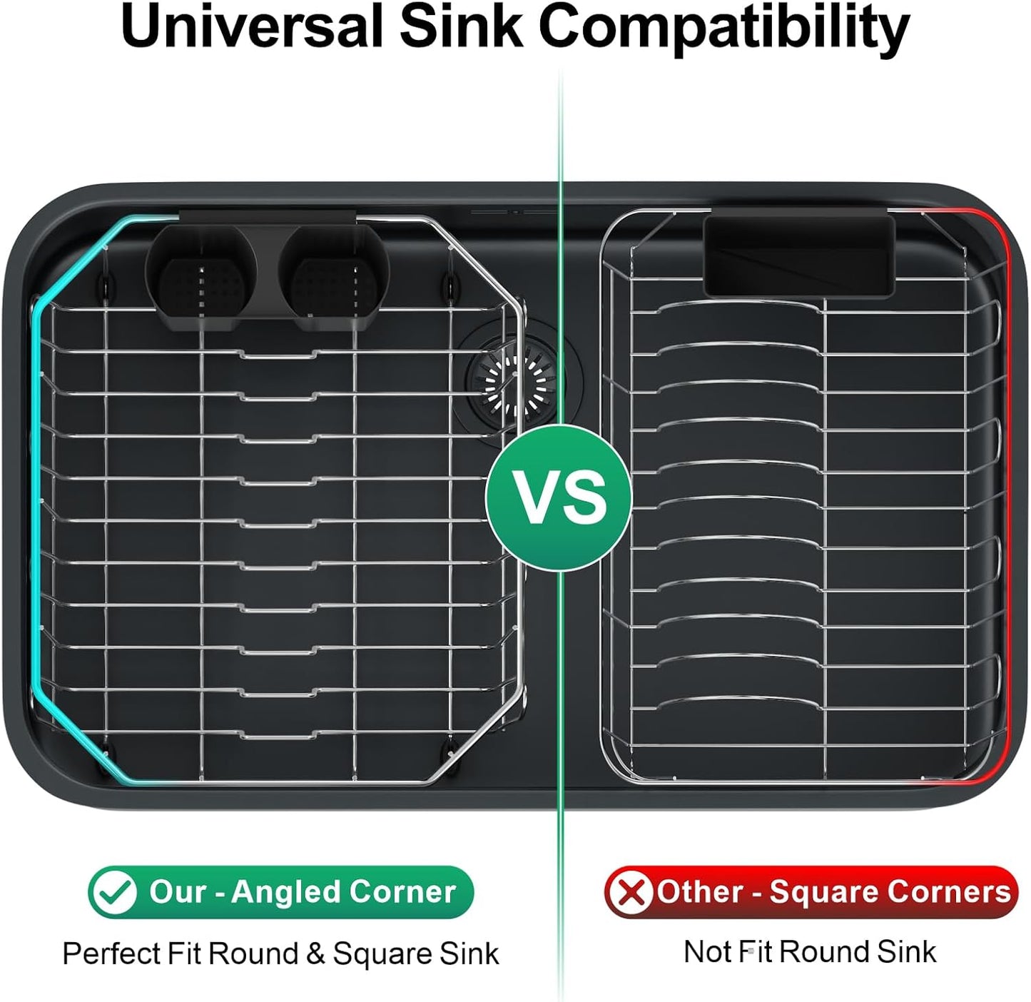 Small in Sink Dish Drying Rack - Stainless Steel Compact Dish Drainer for RV Kitchen Apartment Sink, Rust Resistant Inside Sink Rack, 1–2 Person Households, 11.6" W x 13.4" L, Silver
