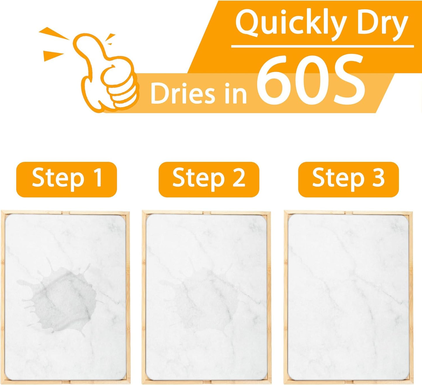 Stone Drying Mat for Kitchen Counter, Dish Drying Pad with Bamboo Rack