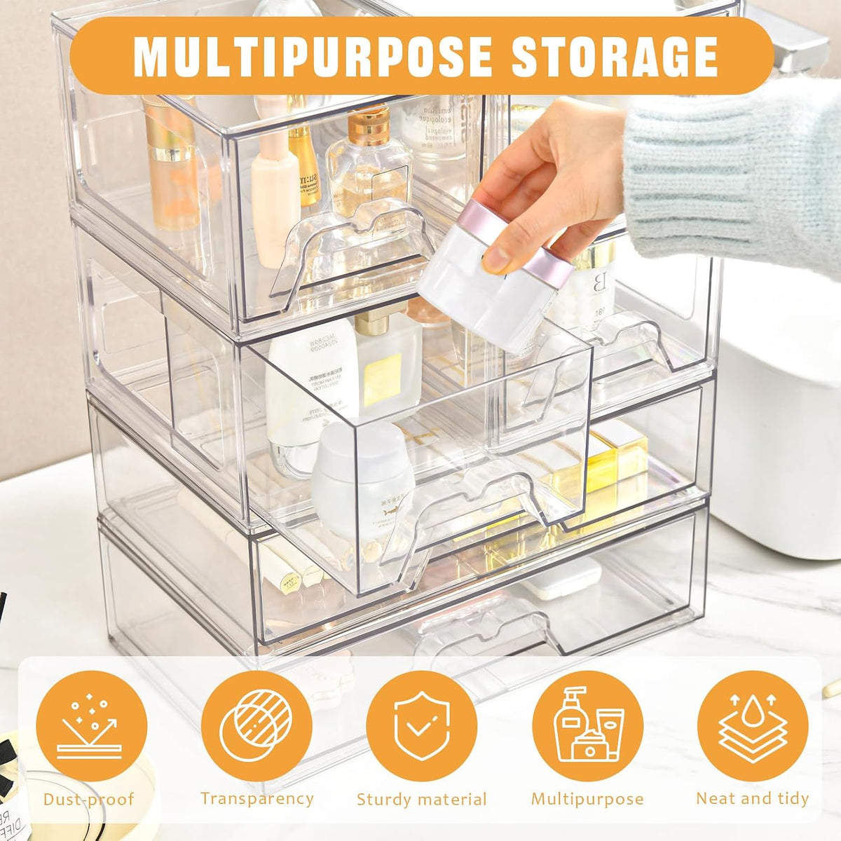 4 Pack Stackable Storage Drawers