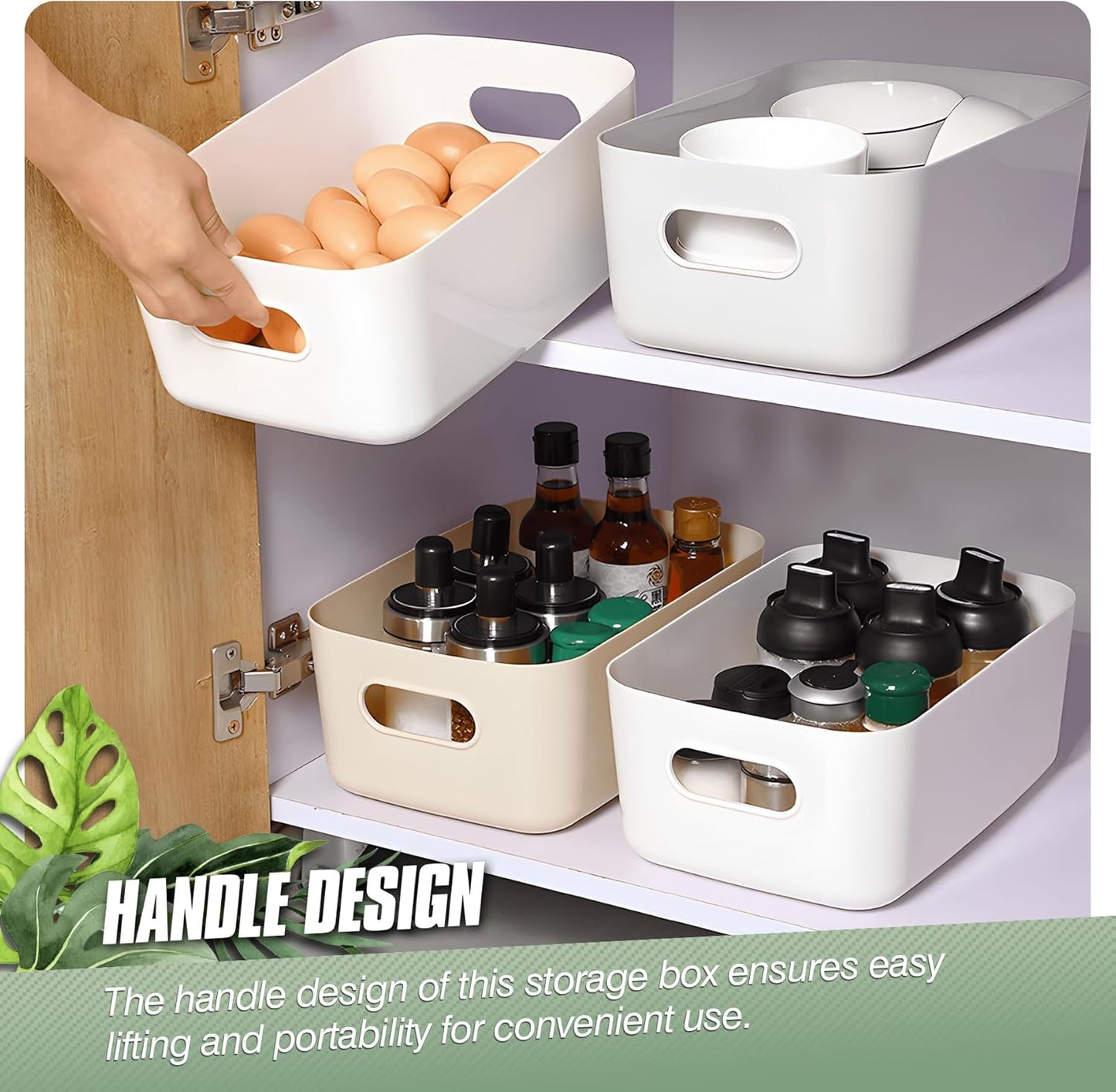 6-Pack Plastic Storage Bins Baskets of 3 Sizes
