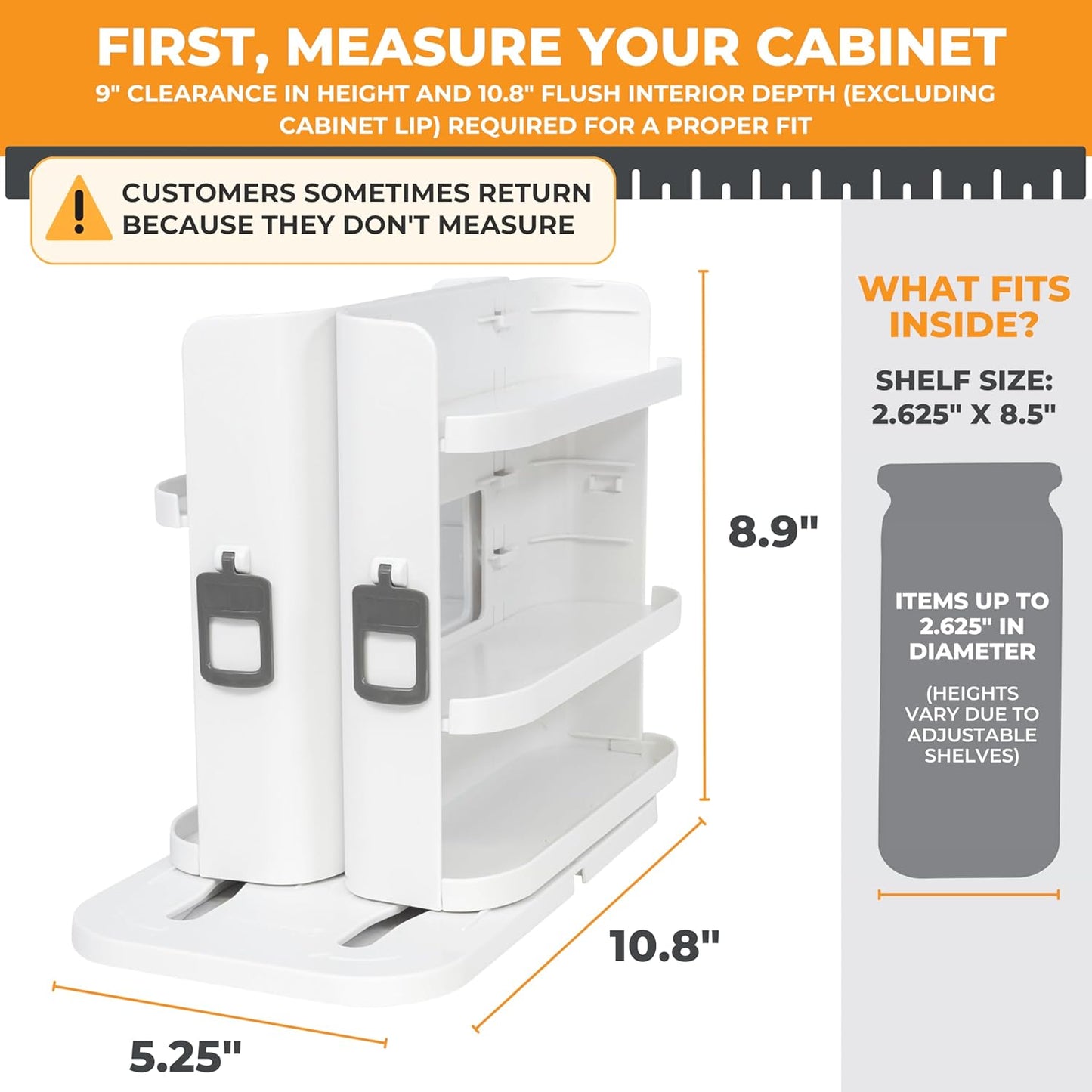 Spice Rack Organizer for Cabinet - Slide & Rotate Seasoning Organizer