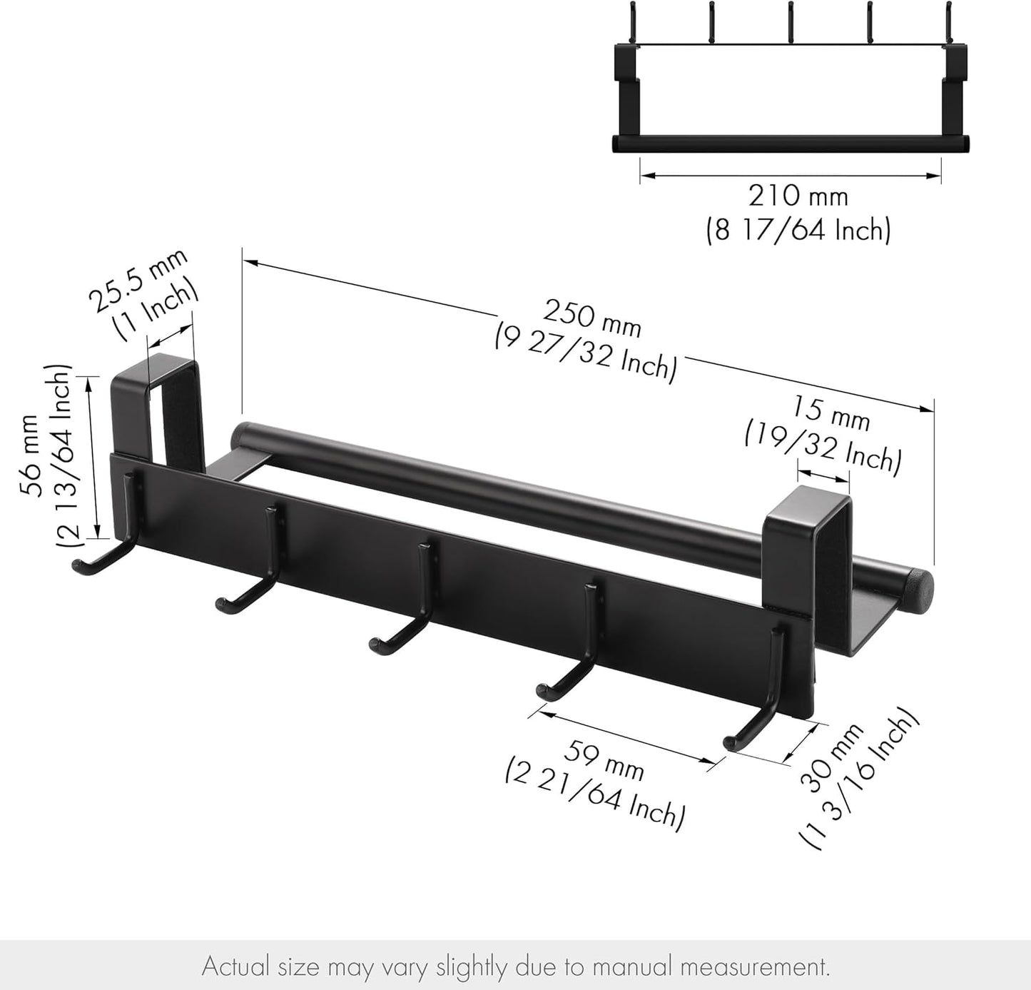 Over The Cabinet Door Towel Bar with Hooks, Kitchen Towel Holder with Hooks for Hanging Utensils
