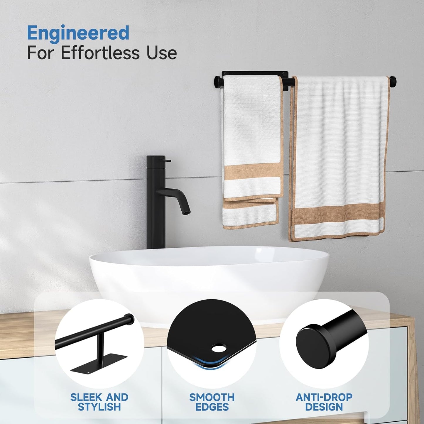 Dual-End Paper Towel Holder Under Cabinet | 4.7in Extended Arm & 5 S-Hooks, Adhesive/Screw Mount