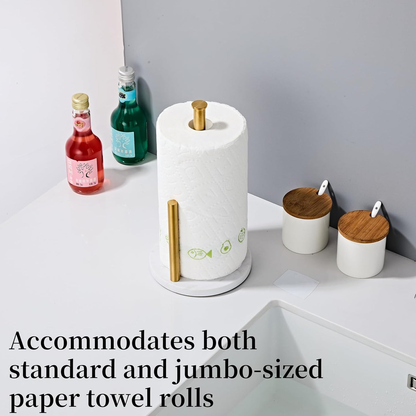 Brushed Gold Paper Towel Holder,Stainless Steel Paper Towel Holder for Kitchen Roll Organize