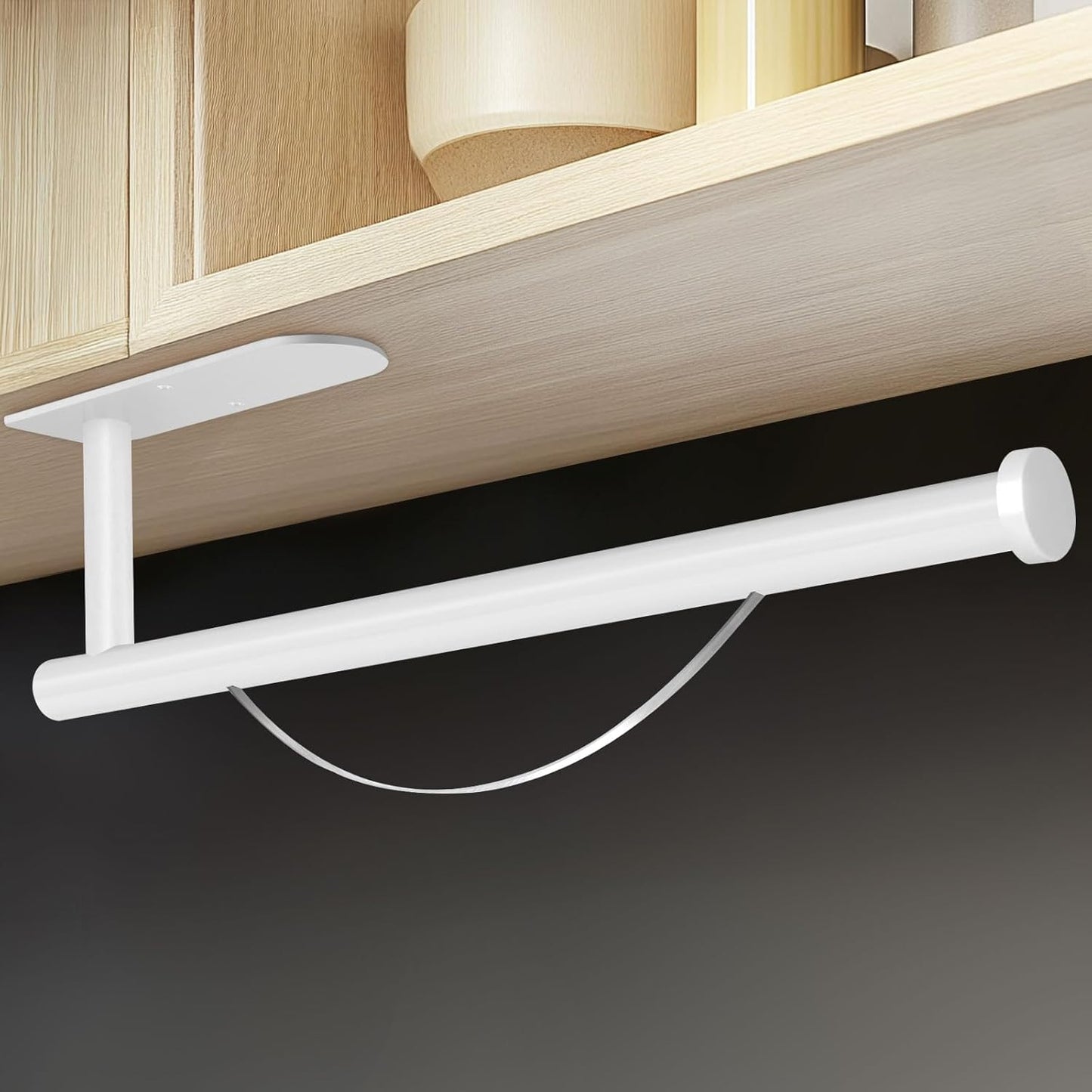 Paper Towel Holder with Damping Effect, Single Hand Operable Paper Towel Holder Under Cabinet
