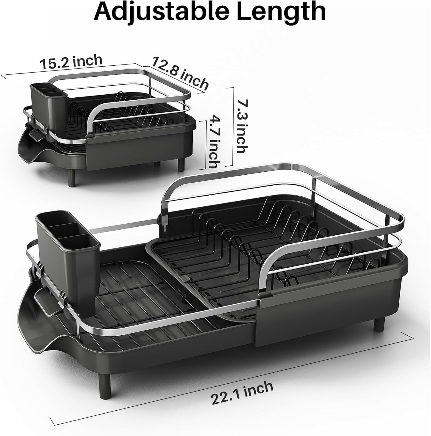 Dish Drying Rack, Expandable Dish Rack for Kitchen Counter