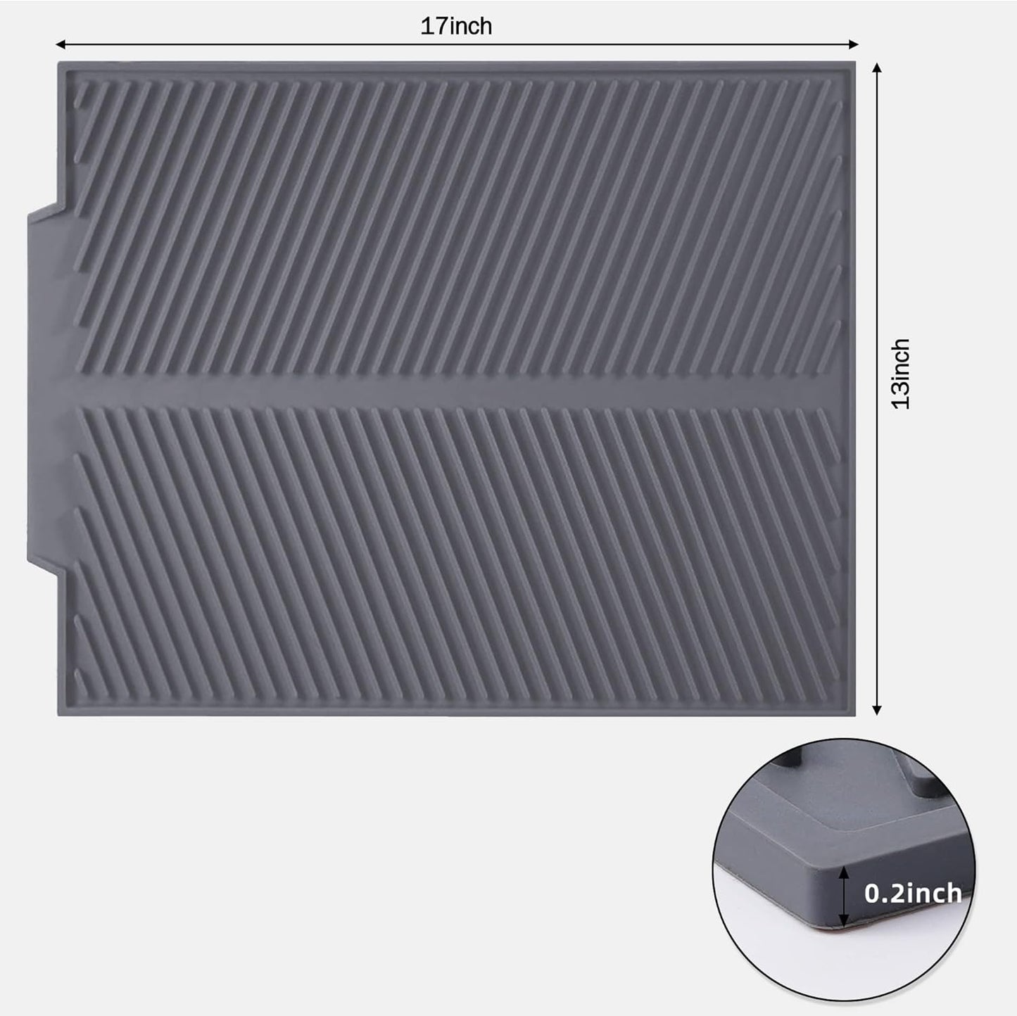 Dish Drying Mat for Kitchen Counter, Silicone Large Dish Drying Pad