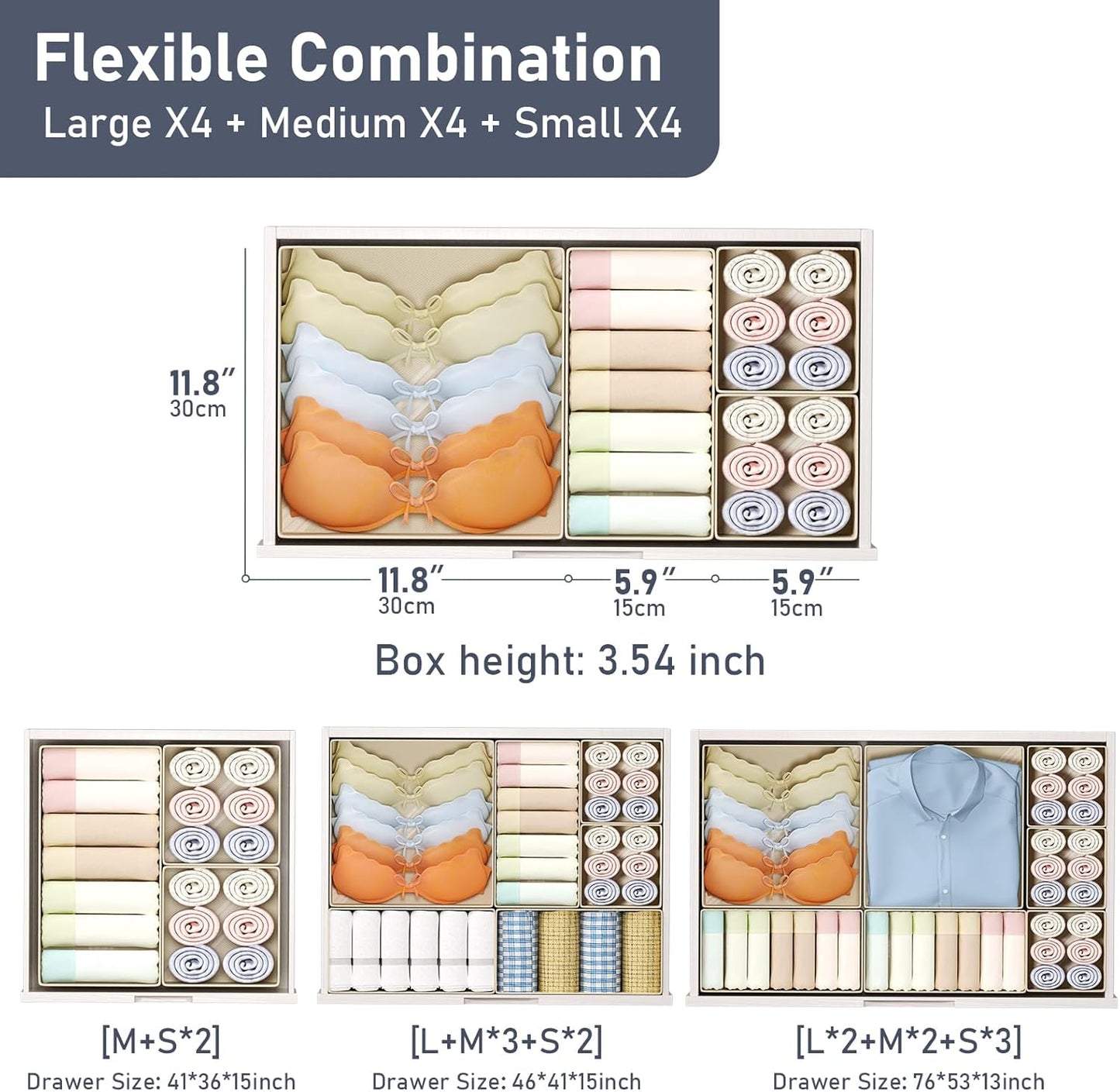 Drawer Organizer Clothes, 12 Pack Dresser Organizer, Foldable Closet Organizers and Storage