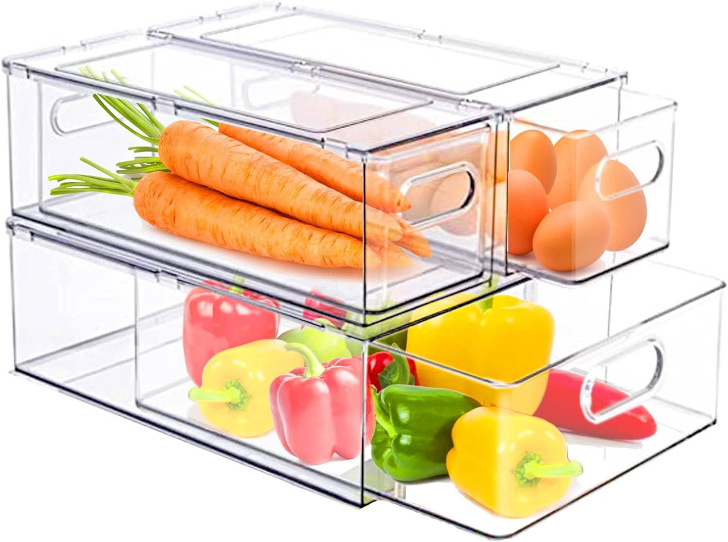 3 Pack Fridge Organizer and Storage,Clear Storge Bins with Pull-out Drawer
